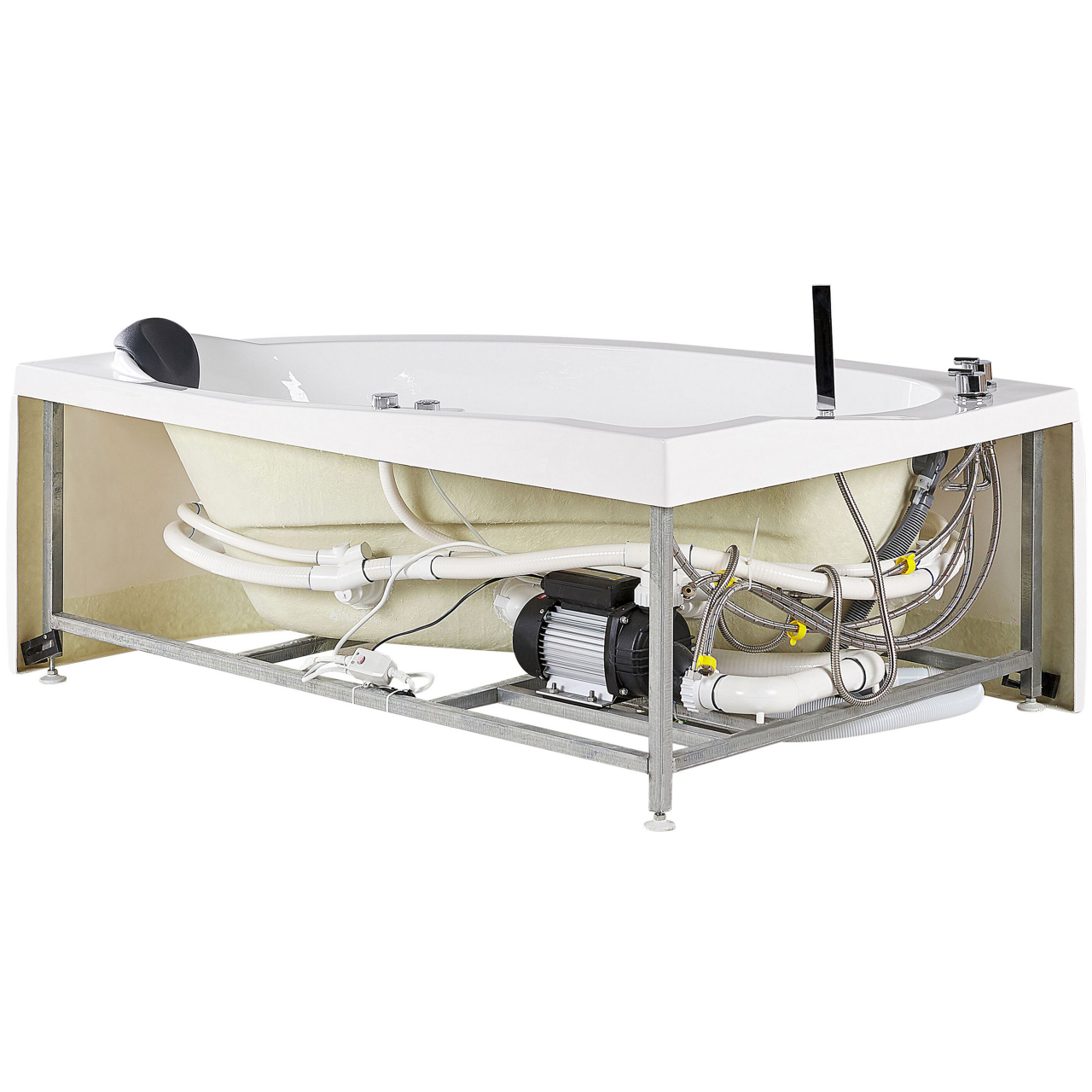 LED corner bathtub with hydromassage NEIVA Right 150 x 100 cm White [5]