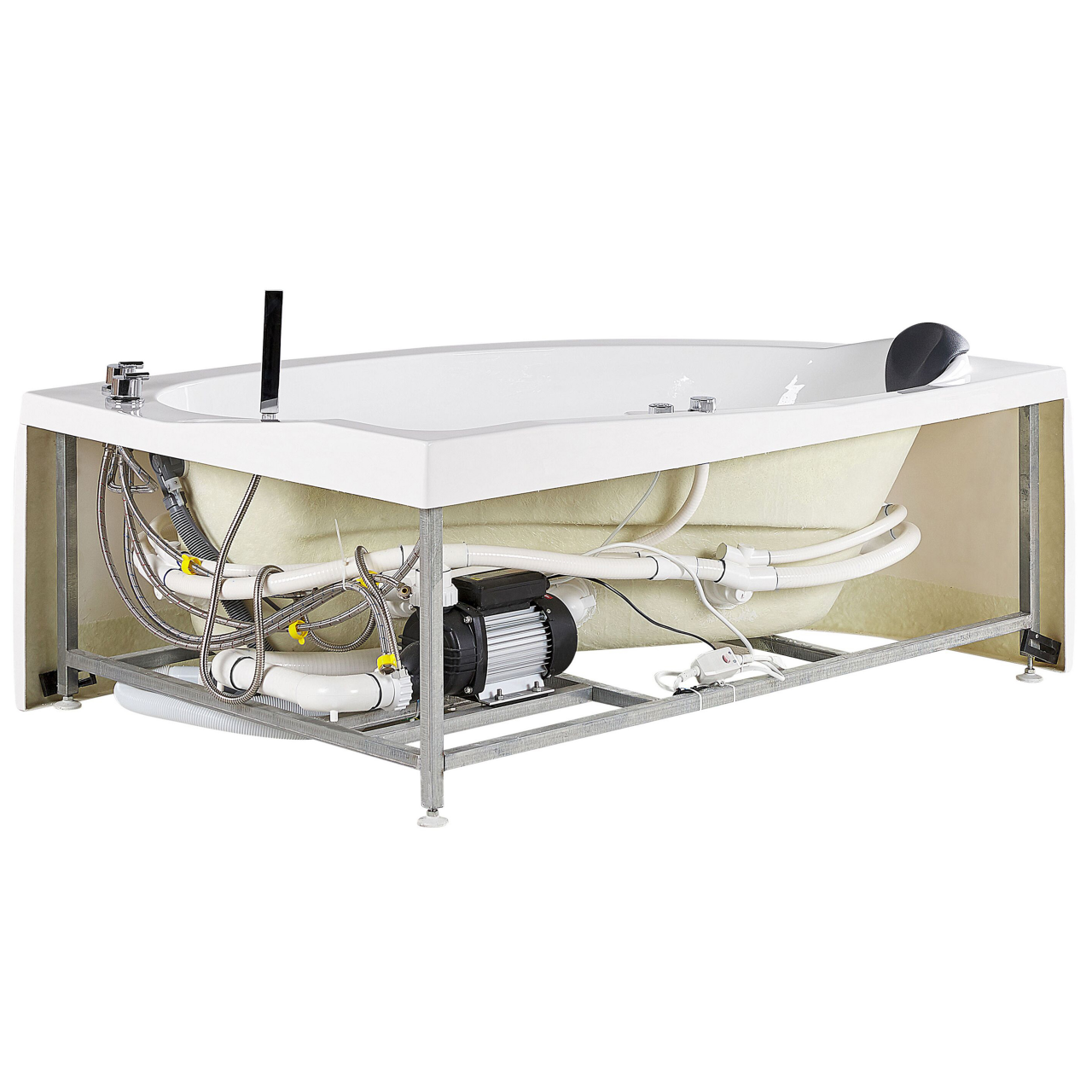 LED corner bathtub with hydromassage NEIVA Left 150 x 100 cm White [5]