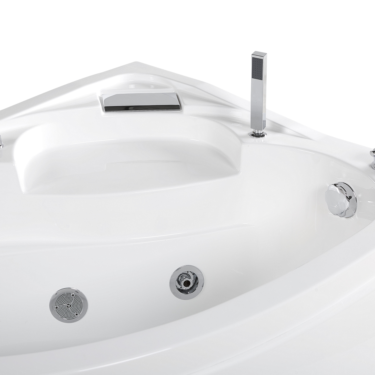 LED corner bathtub with hydromassage NEIVA Left 150 x 100 cm White [7]