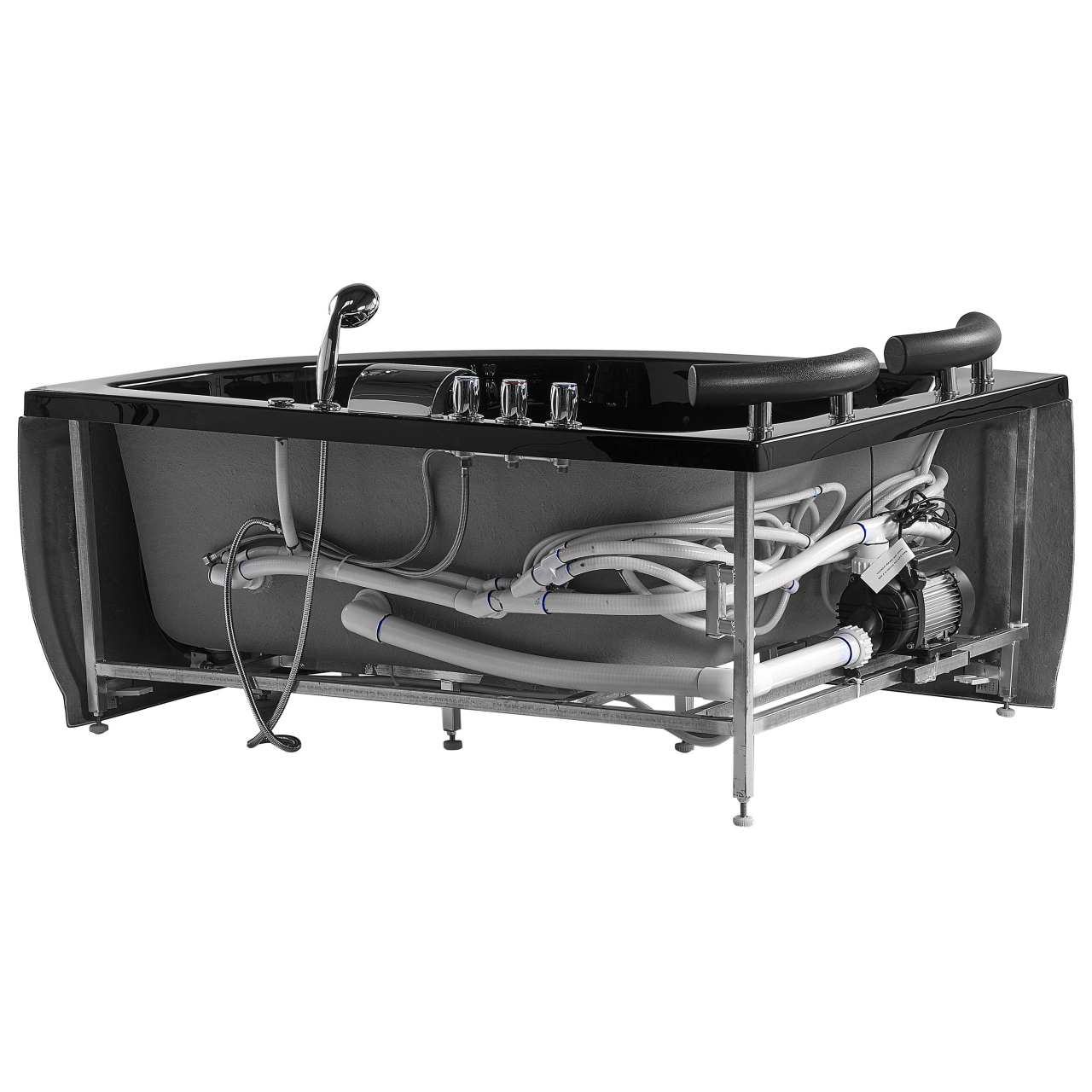 PARADISO corner LED whirlpool bathtub Right 158 ​​x 113 cm Black [6]