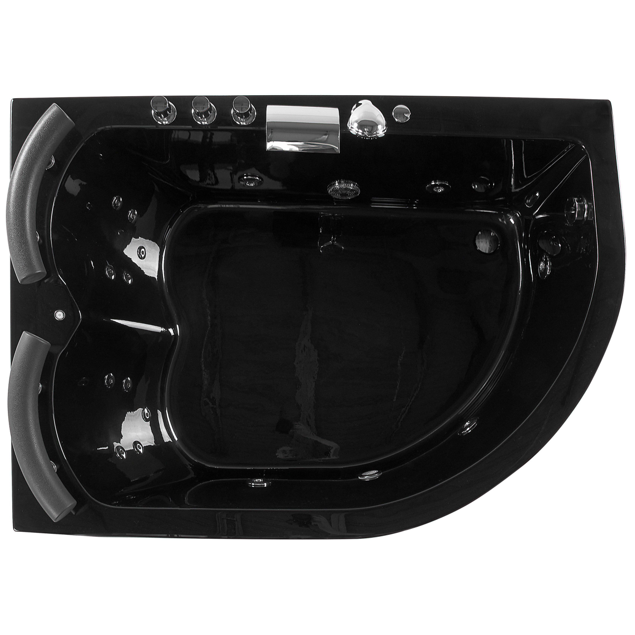 LED corner bathtub with PARADISO whirlpool Right 158 ​​x 113 cm Black [5]