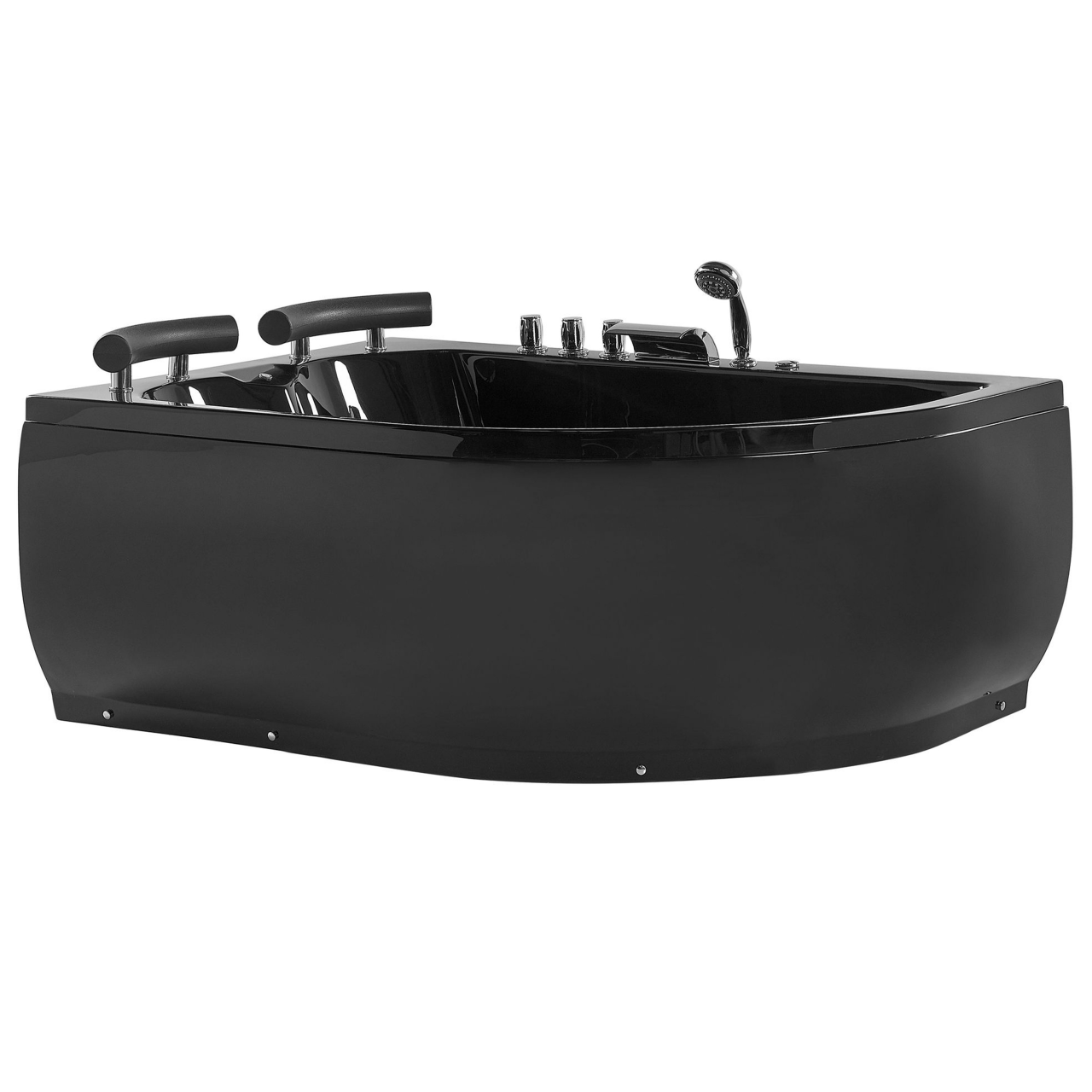 LED corner bathtub with PARADISO whirlpool Right 158 ​​x 113 cm Black [2]