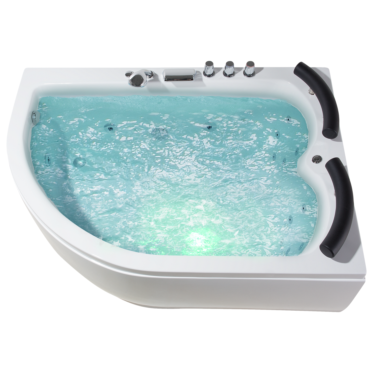 LED corner bathtub with whirlpool PARADISO Left 158 ​​x 113 cm White [5]