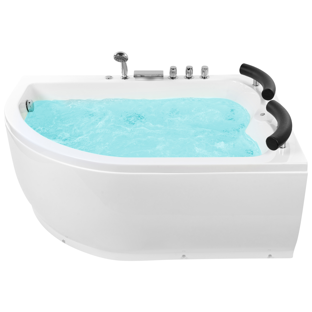 LED corner bathtub with whirlpool PARADISO Left 158 ​​x 113 cm White [2]
