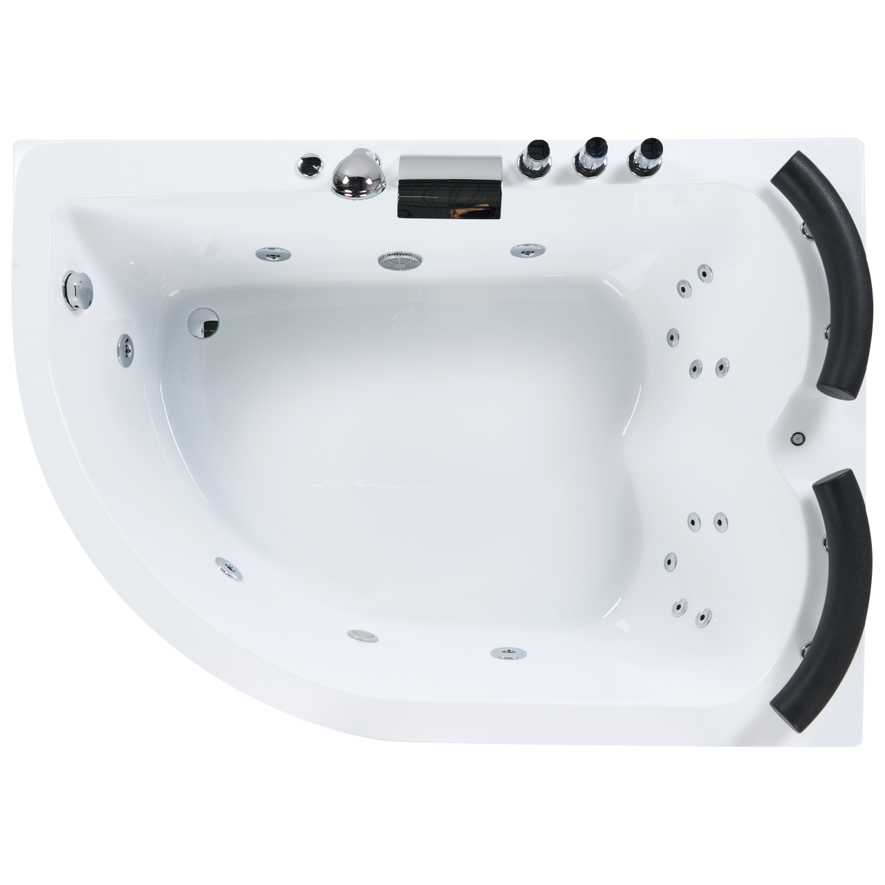 LED corner bathtub with whirlpool PARADISO Left 158 ​​x 113 cm White [8]