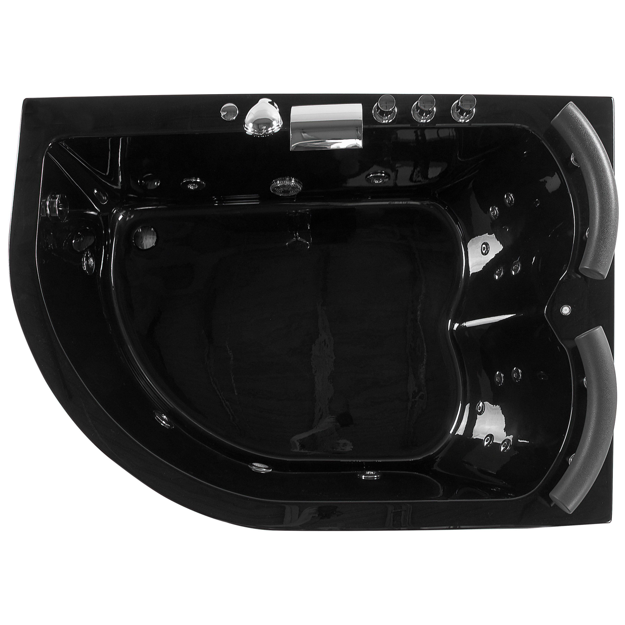LED corner bathtub with hydromassage PARADISO Left 158 ​​x 113 cm Black [5]