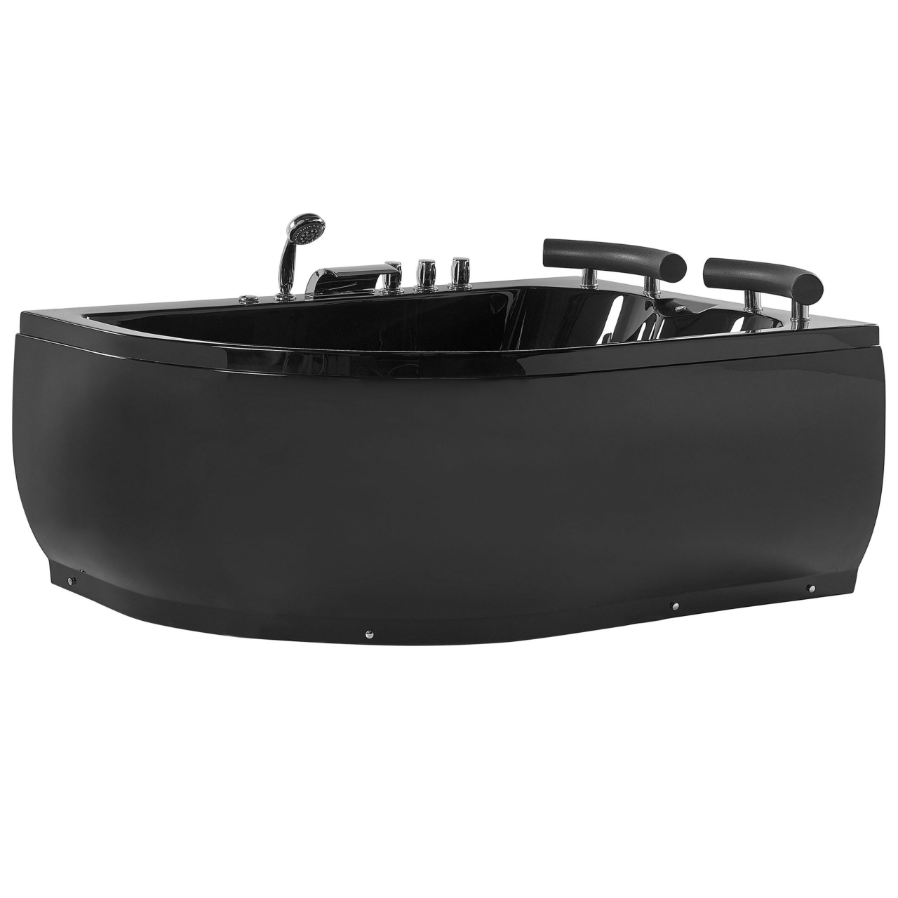 LED corner bathtub with hydromassage PARADISO Left 158 ​​x 113 cm Black [2]