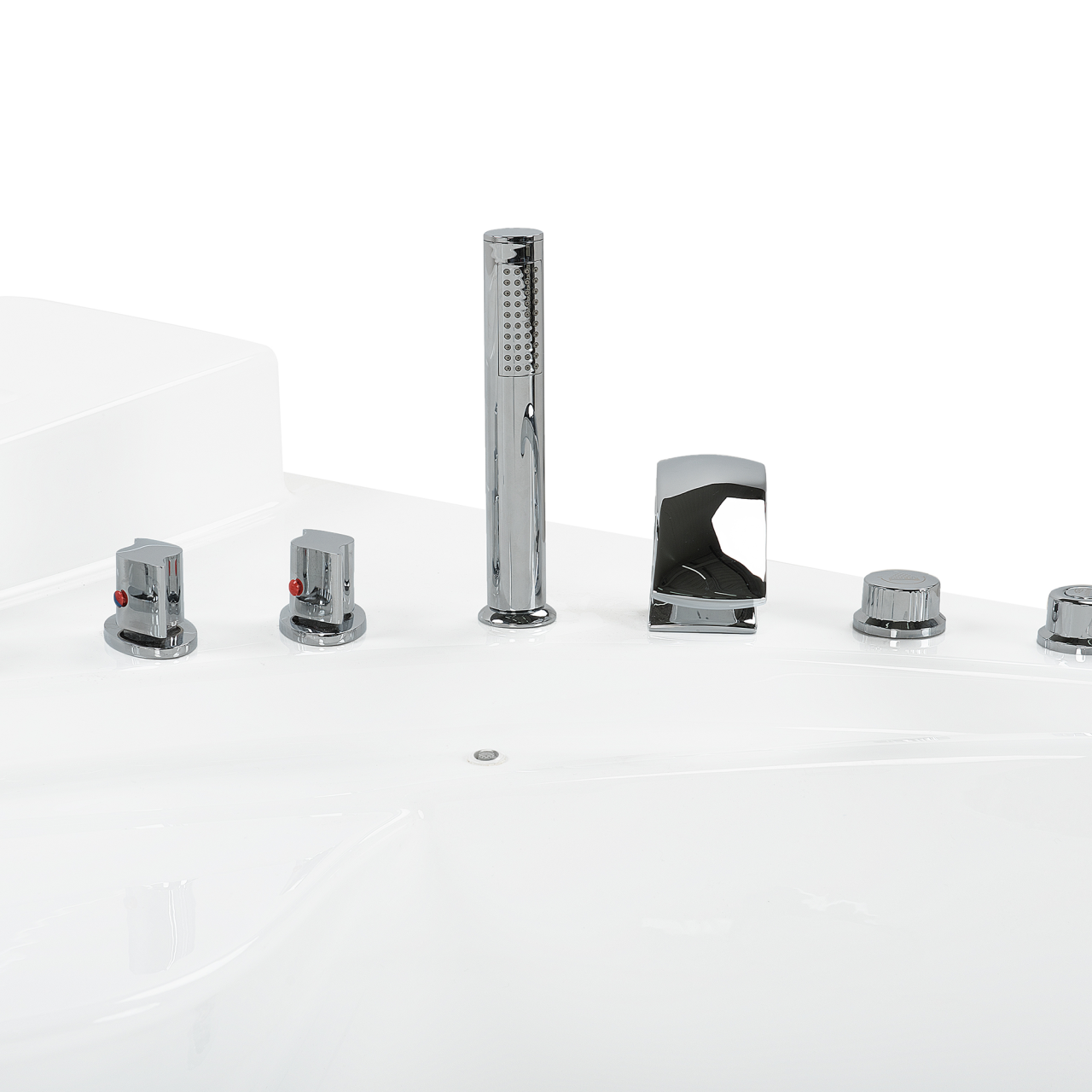 LED corner bathtub with hydromassage PELICAN 206 x 165 cm White [7]