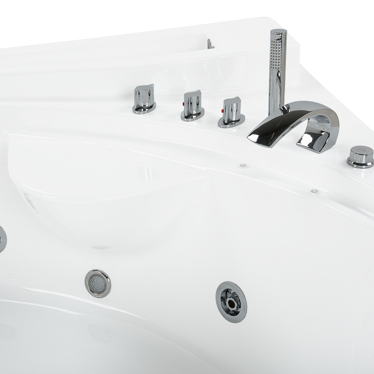 Corner LED whirlpool bathtub PELICAN 206 x 165 cm White [8]