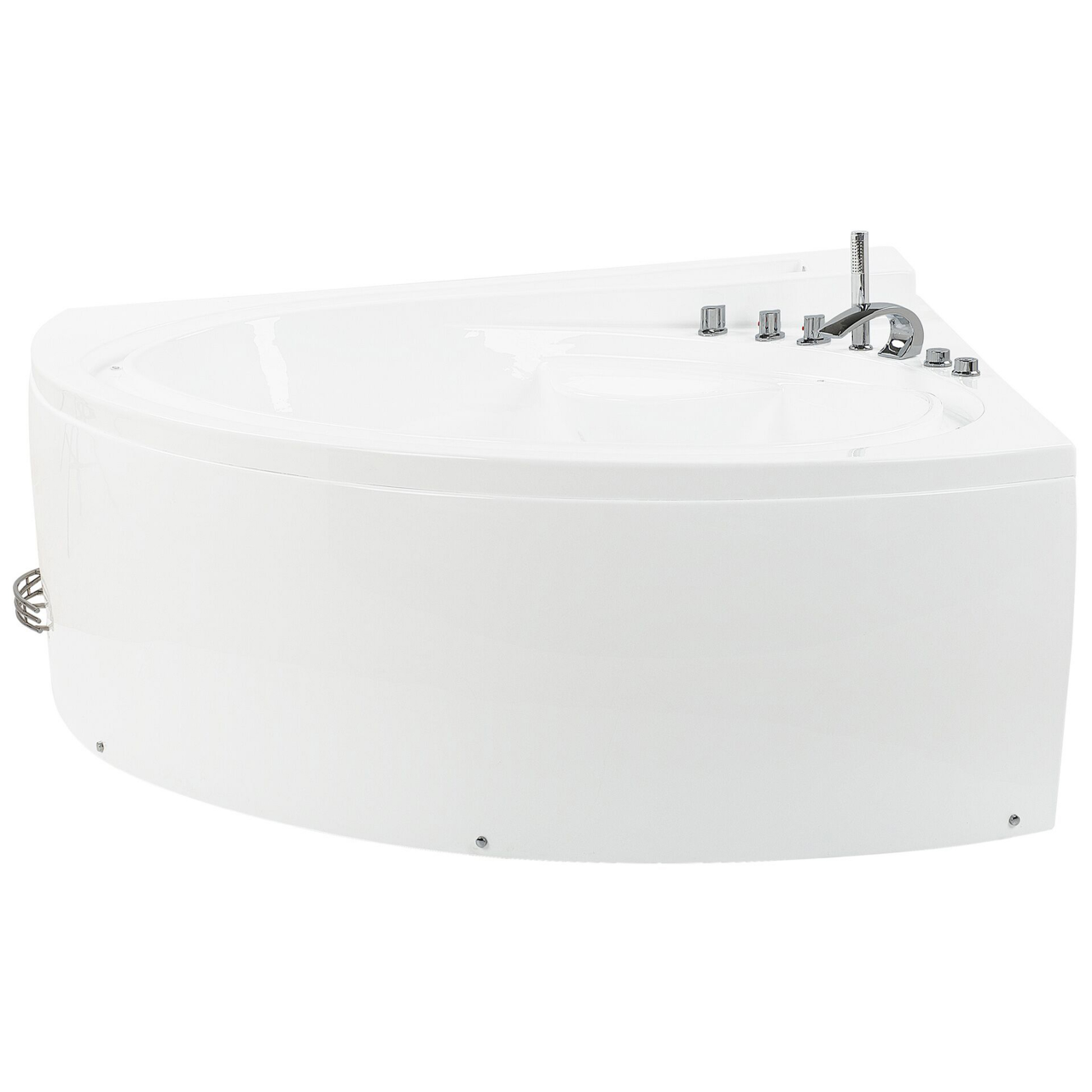 LED corner bathtub with hydromassage PELICAN 206 x 165 cm White [4]