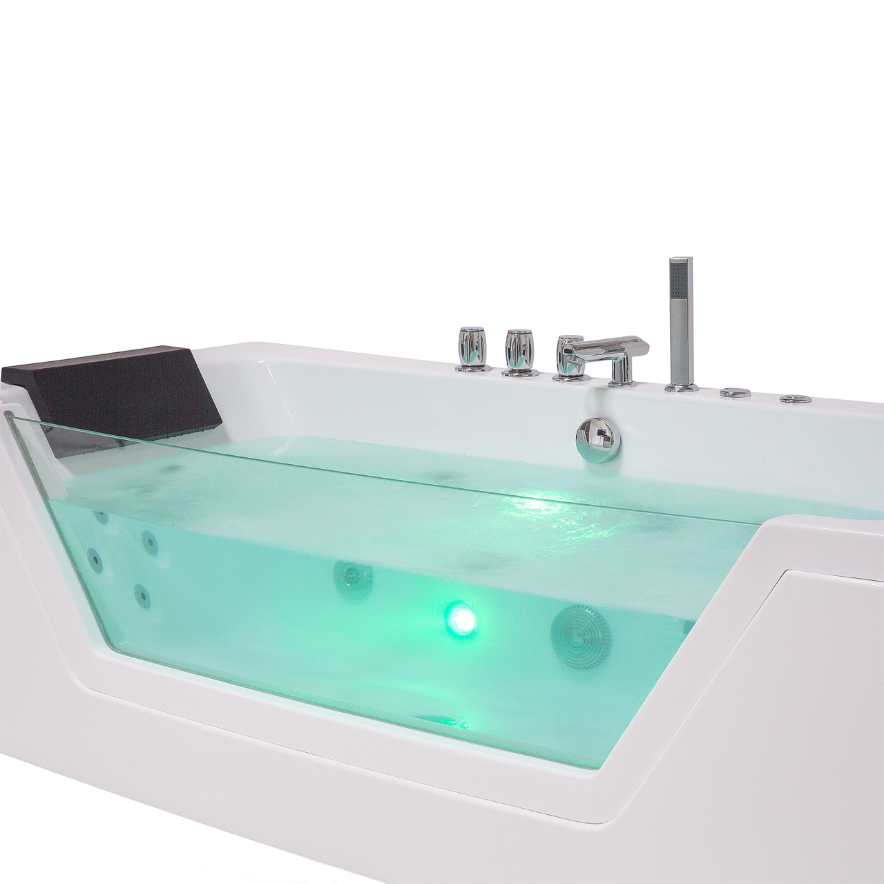 SAMANA LED corner bathtub with whirlpool 153 x 71 cm White [7]
