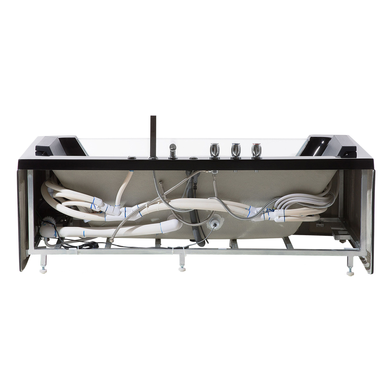 Cadă de colț LED cu hidromasaj SAMANA 153 x 71 cm Negru [8]