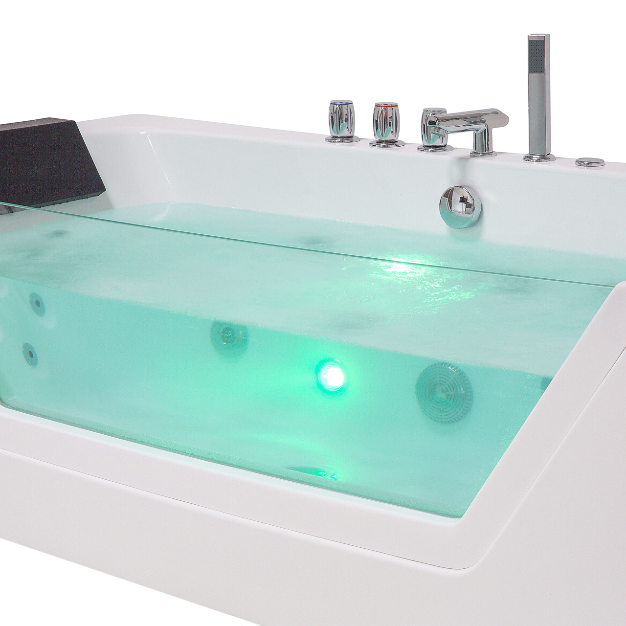 SAMANA LED corner bathtub with hydromassage 162 x 76 cm White [7]
