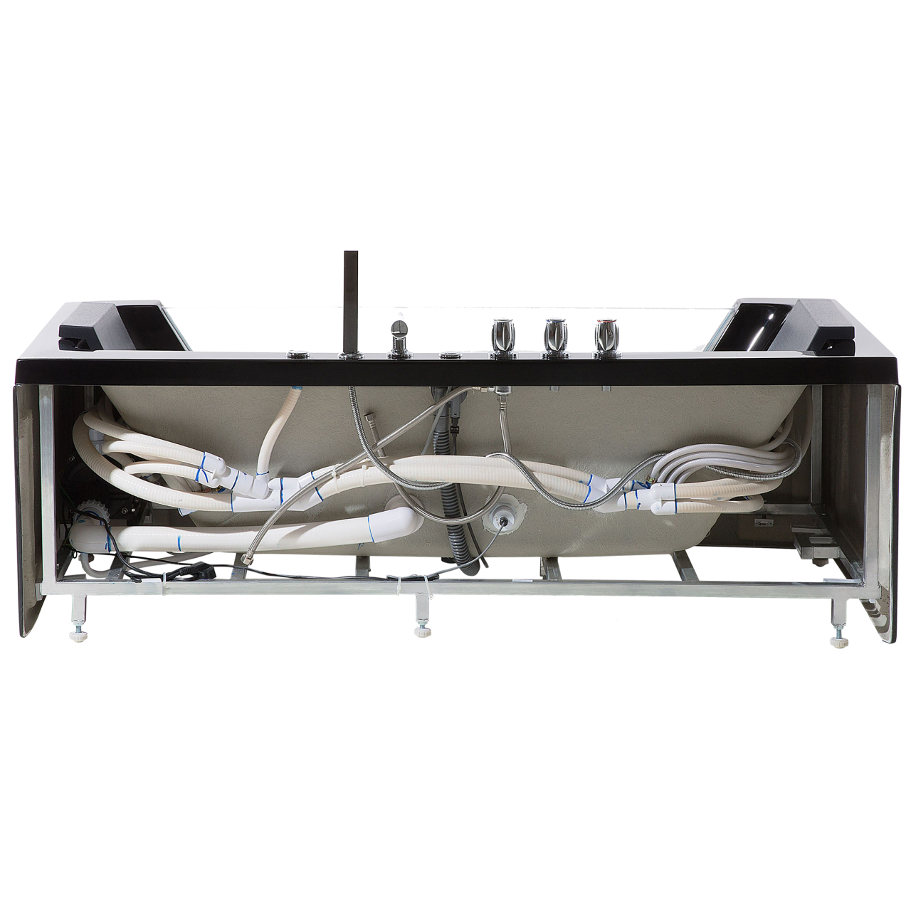 Cadă de colț LED cu hidromasaj SAMANA 162 x 76 cm Negru [8]