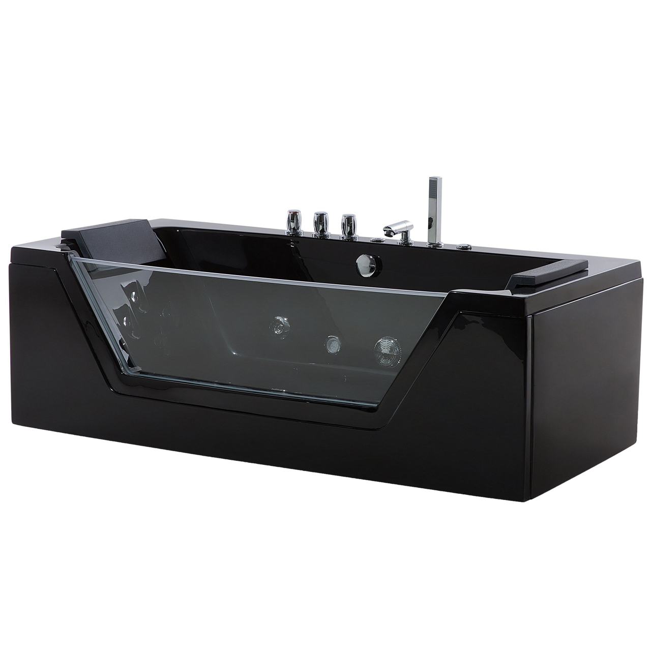 LED corner bathtub with hydromassage SAMANA 174 x 79 cm Black [5]