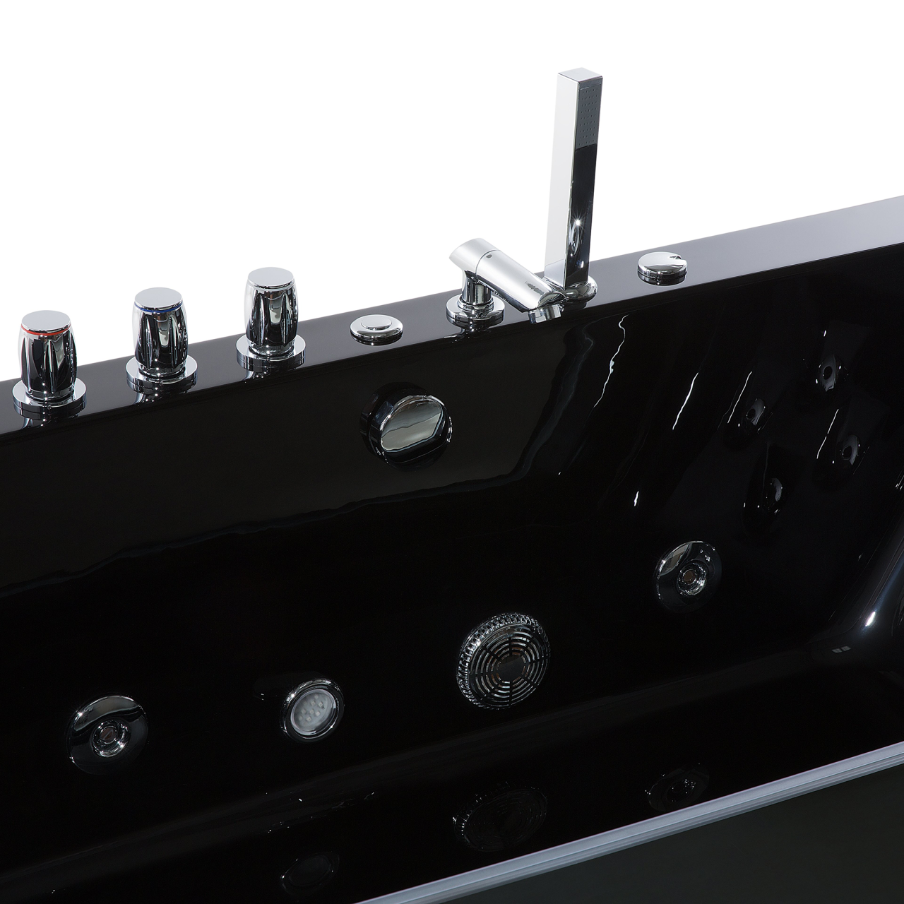 LED corner bathtub with hydromassage SAMANA 174 x 79 cm Black [9]