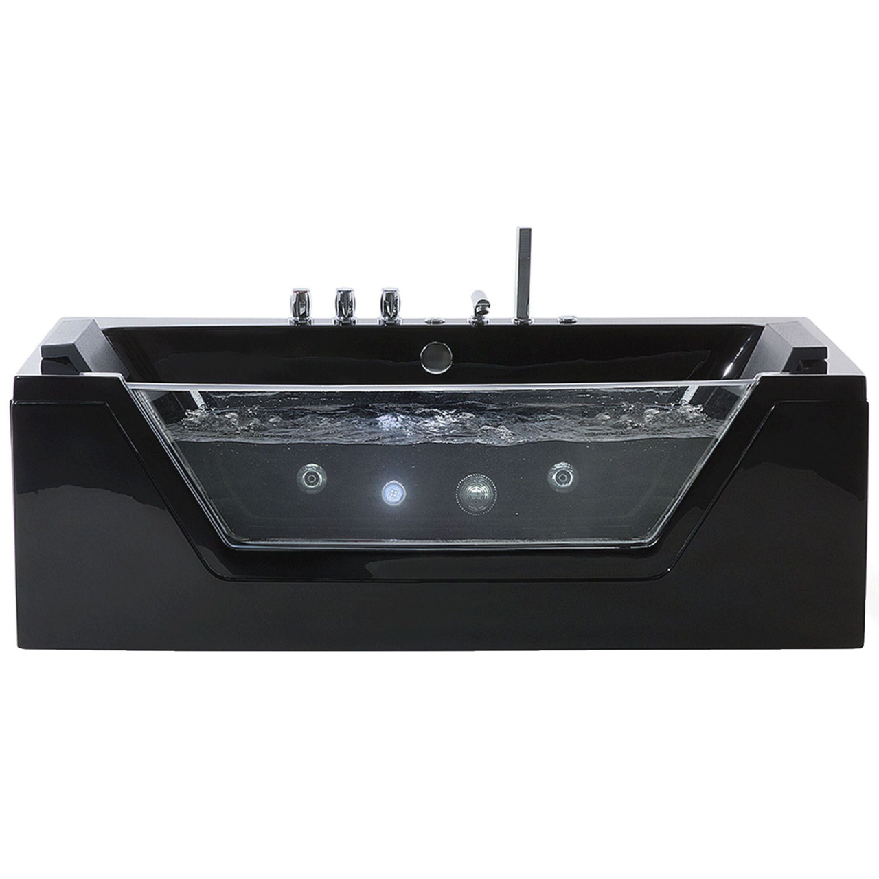 LED corner bathtub with hydromassage SAMANA 174 x 79 cm Black [2]