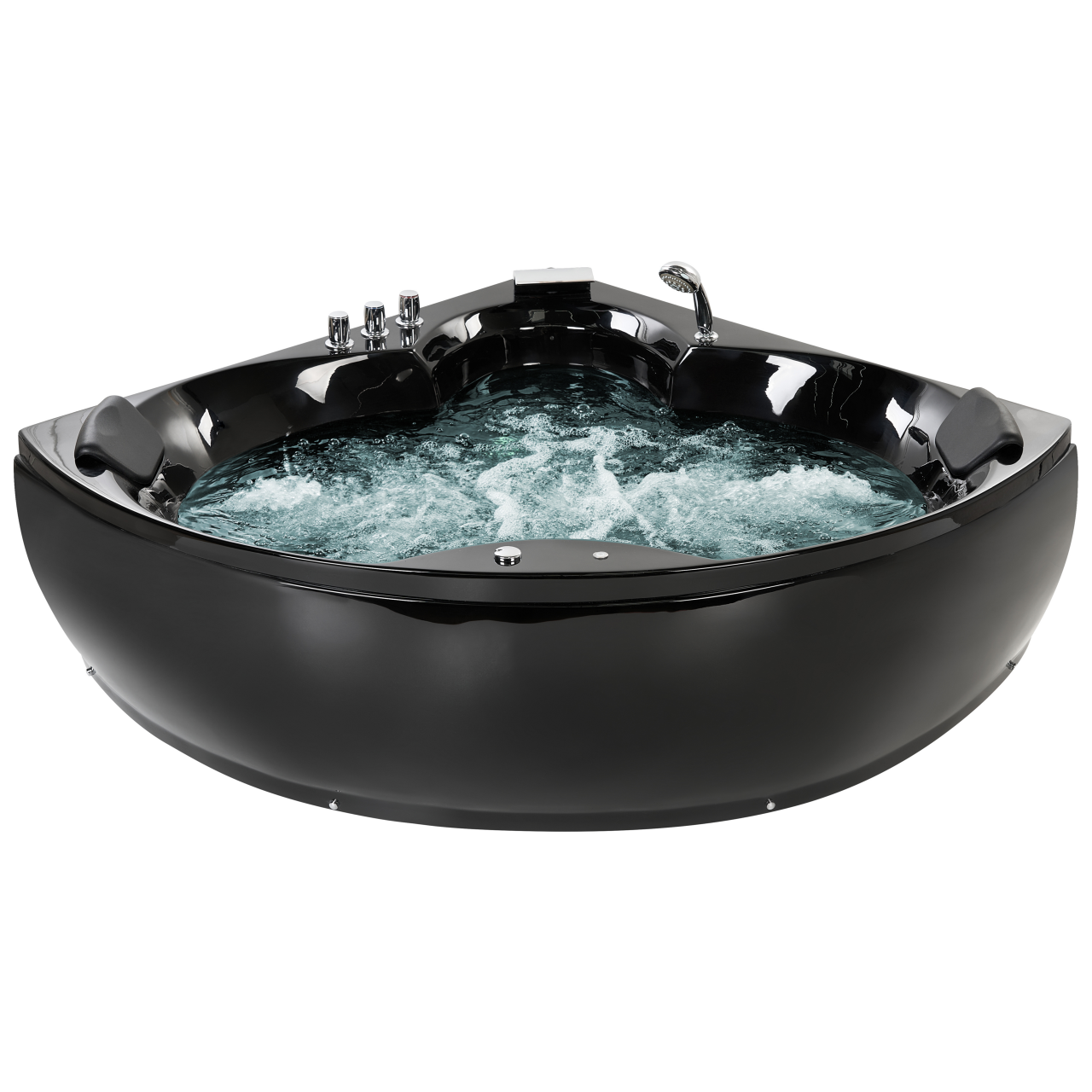 Corner LED bathtub with hydromassage SENADO 205 x 150 cm Black [2]