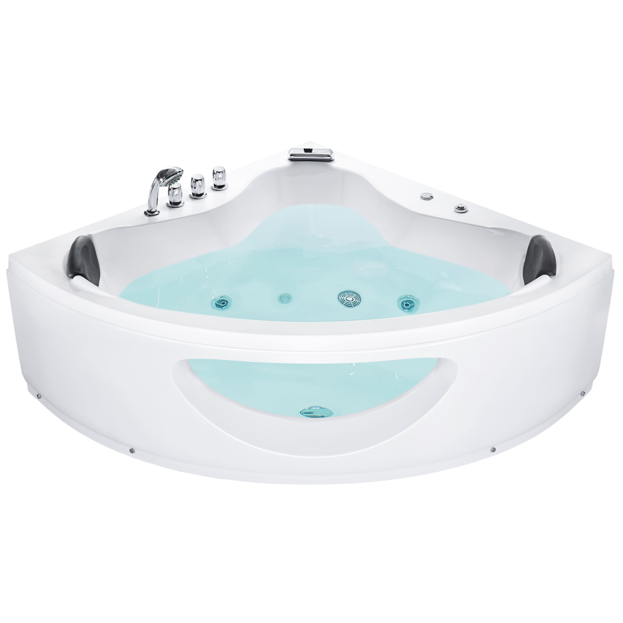 TOCOA LED corner bathtub with whirlpool 190 x 138 cm White [4]