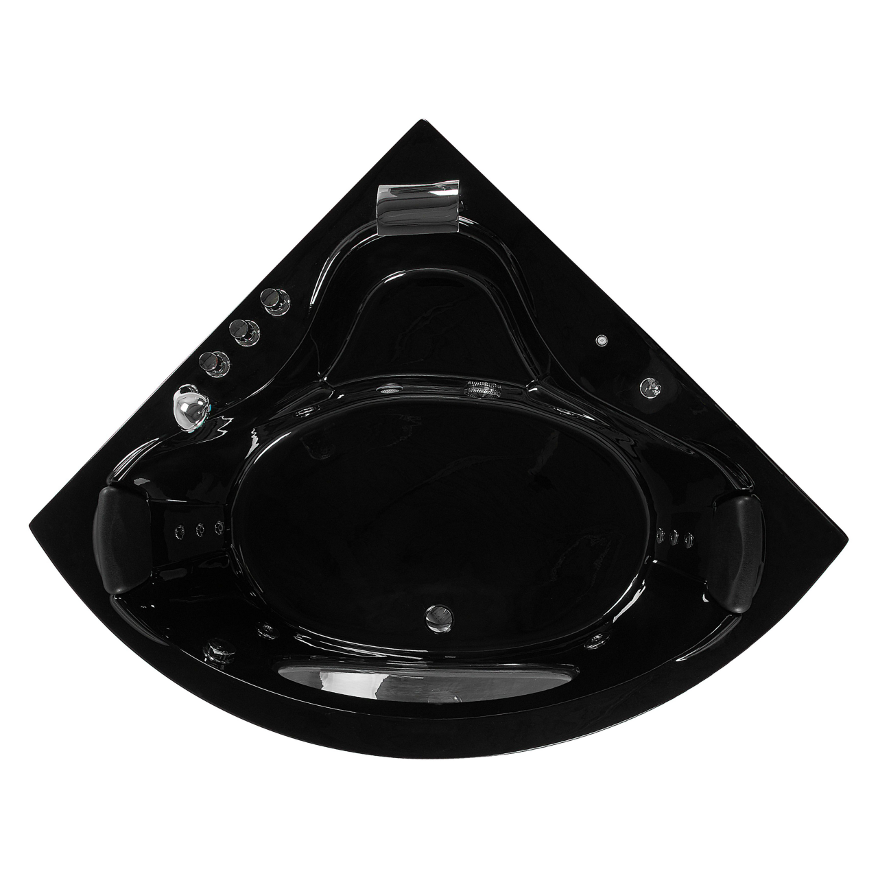 LED corner bathtub with whirlpool TOCOA 190 x 150 cm Black [6]