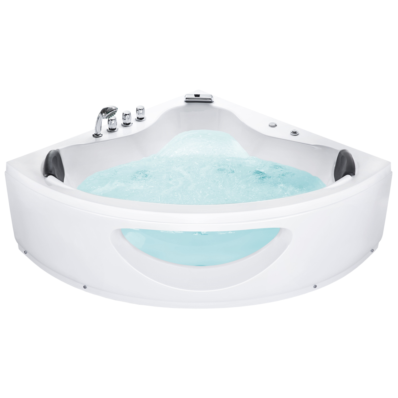 LED corner bathtub with hydromassage TOCOA 205 x 146 cm White [2]