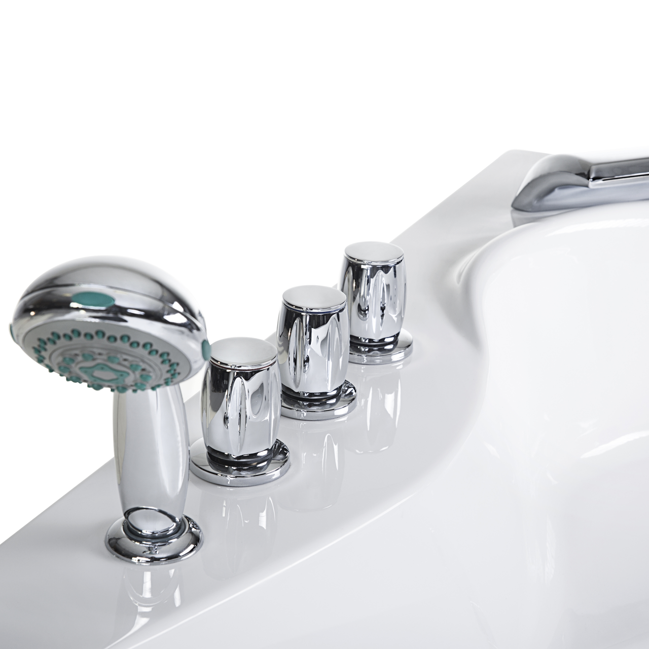 LED corner bathtub with hydromassage TOCOA 205 x 146 cm White [9]