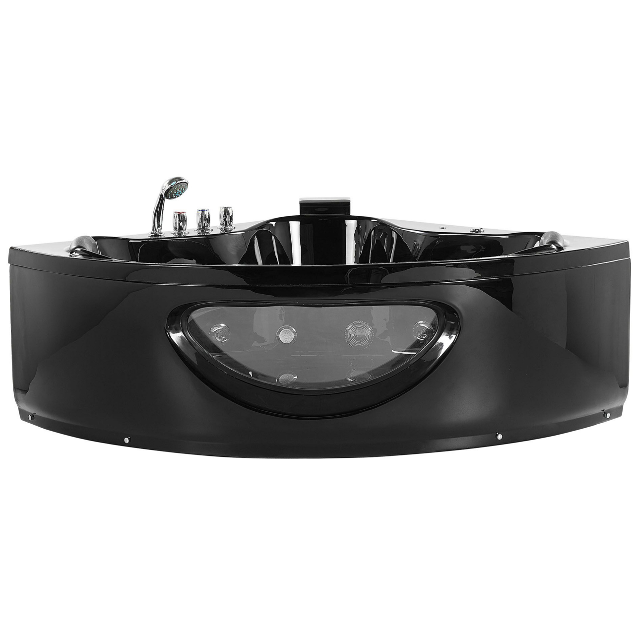 Corner LED bathtub with whirlpool TOCOA 205 x 146 cm Black [2]