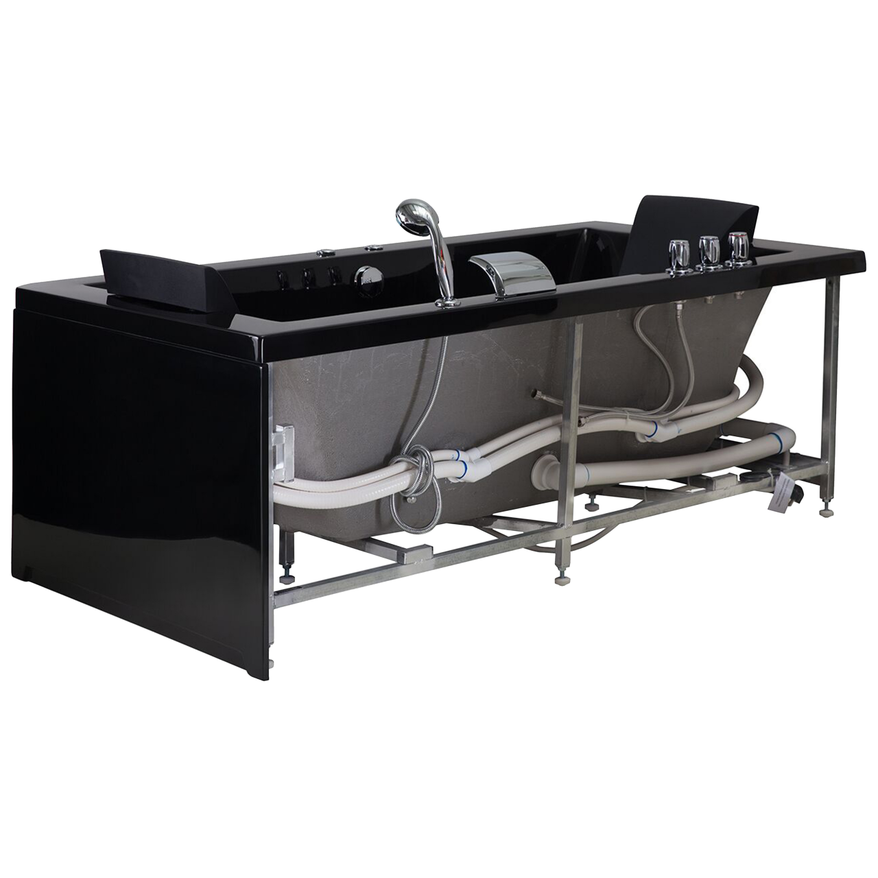 Cadă de colț LED cu hidromasaj VARADERO Dreapta 183 x 90 cm Negru [6]