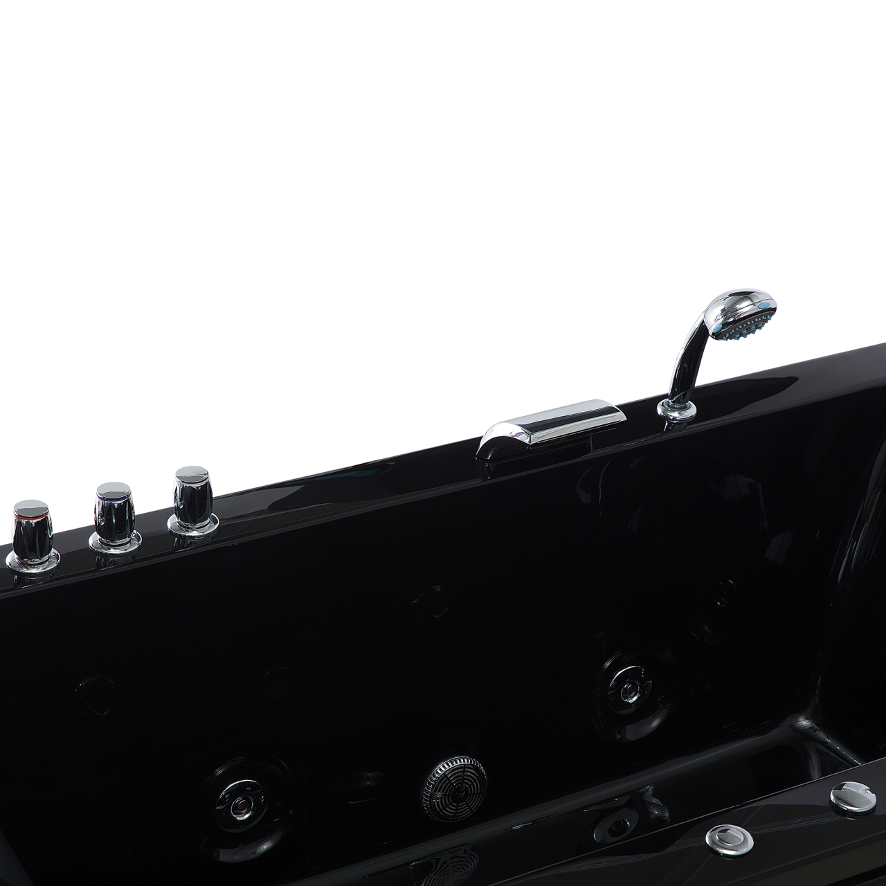 Cadă de colț LED cu hidromasaj VARADERO Stânga 183 x 90 cm Negru [8]