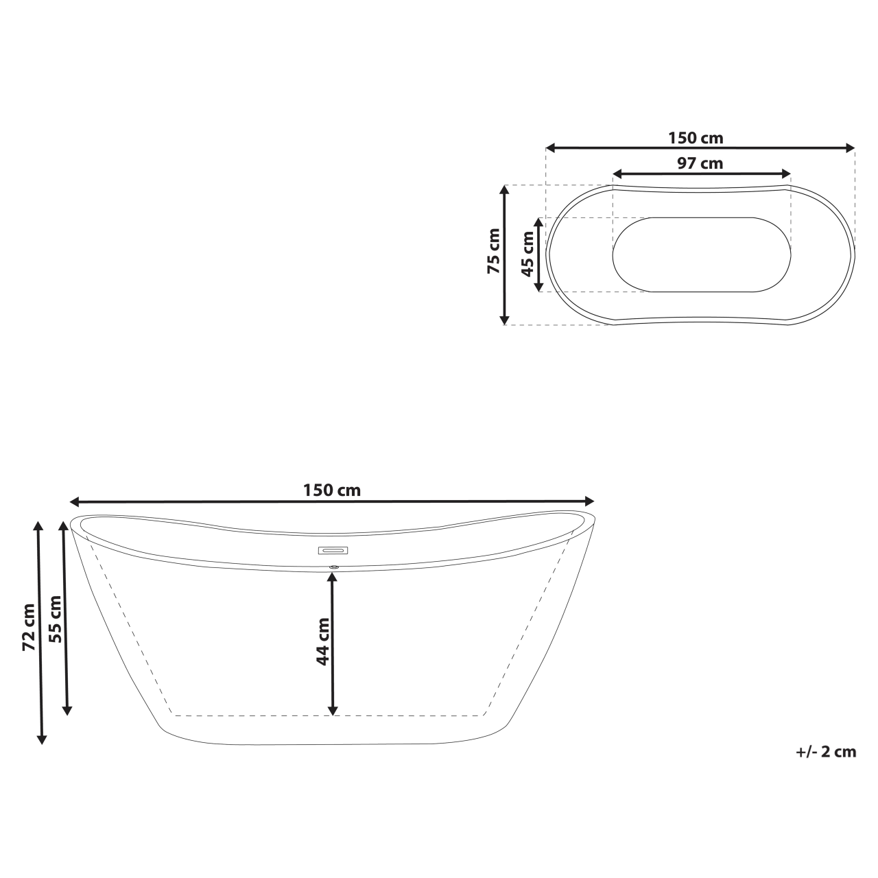 Freestanding bathtub ANTIGUA 150 x 75 cm White [3]