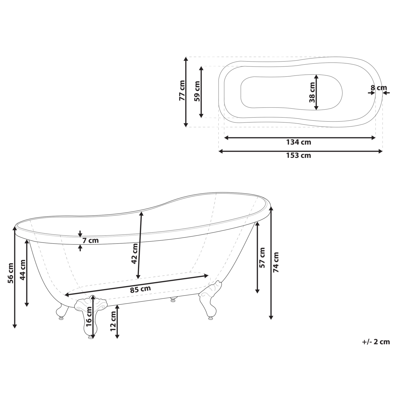 Cadă freestanding CAYMAN 153 x 77 cm Albastru [3]