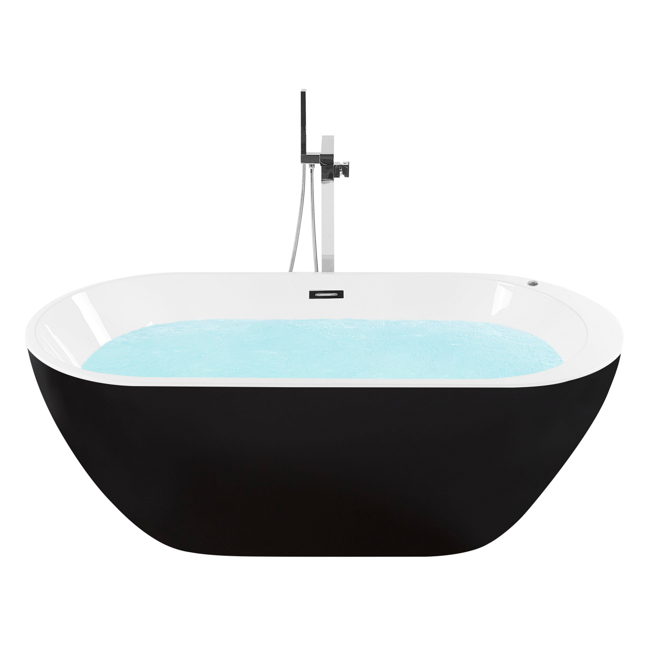 Freestanding bathtub with whirlpool and LED NEVIS 170 x 80 cm Black [2]
