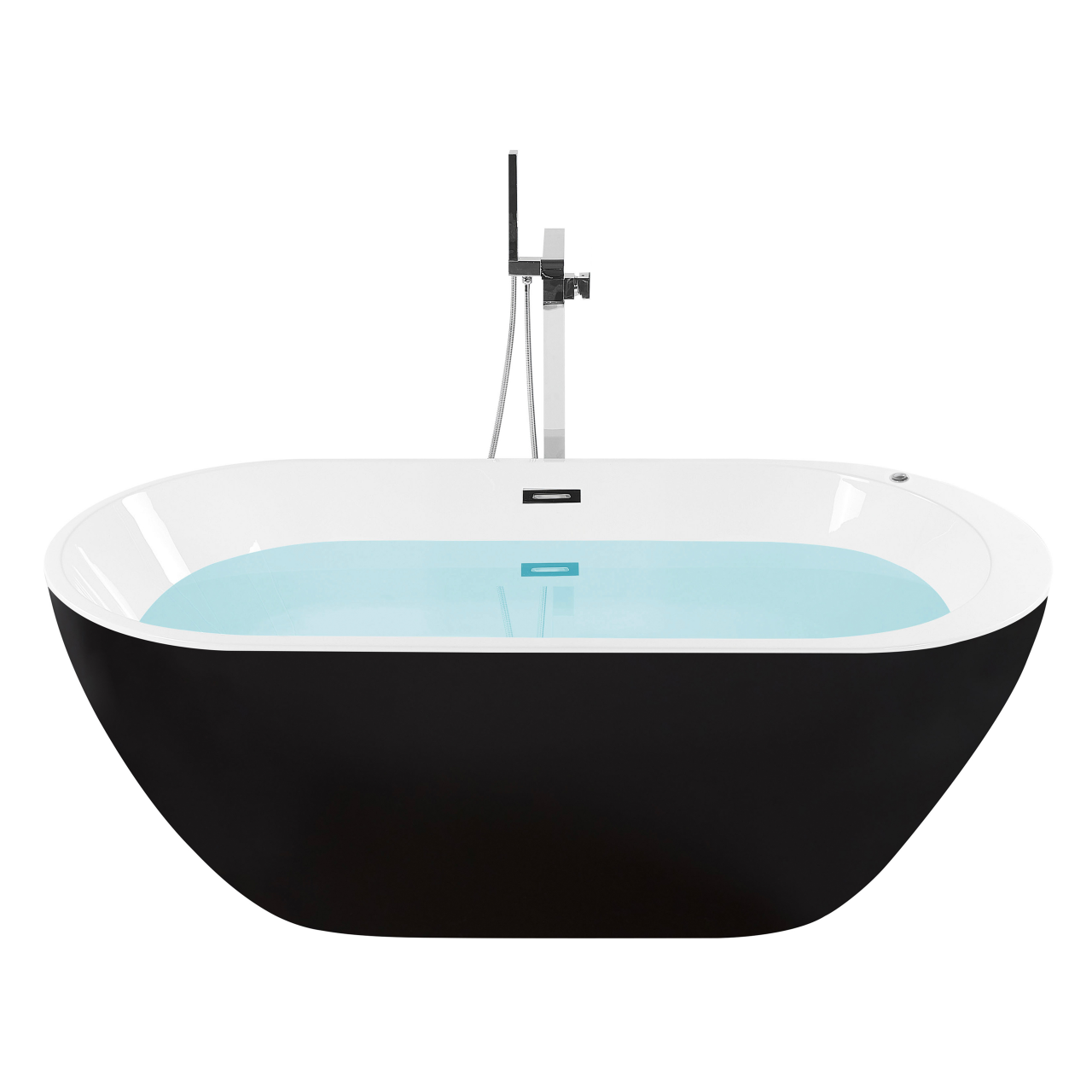 Freestanding bathtub with whirlpool and LED NEVIS 170 x 80 cm Black [4]