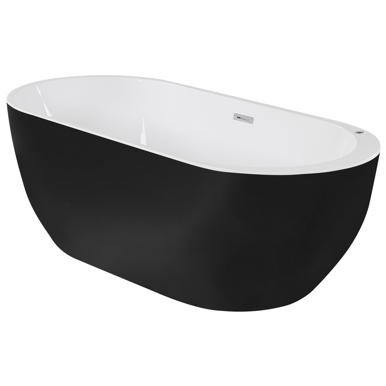 NEVIS freestanding bathtub with whirlpool and LED 170 x 80 cm Black [6]