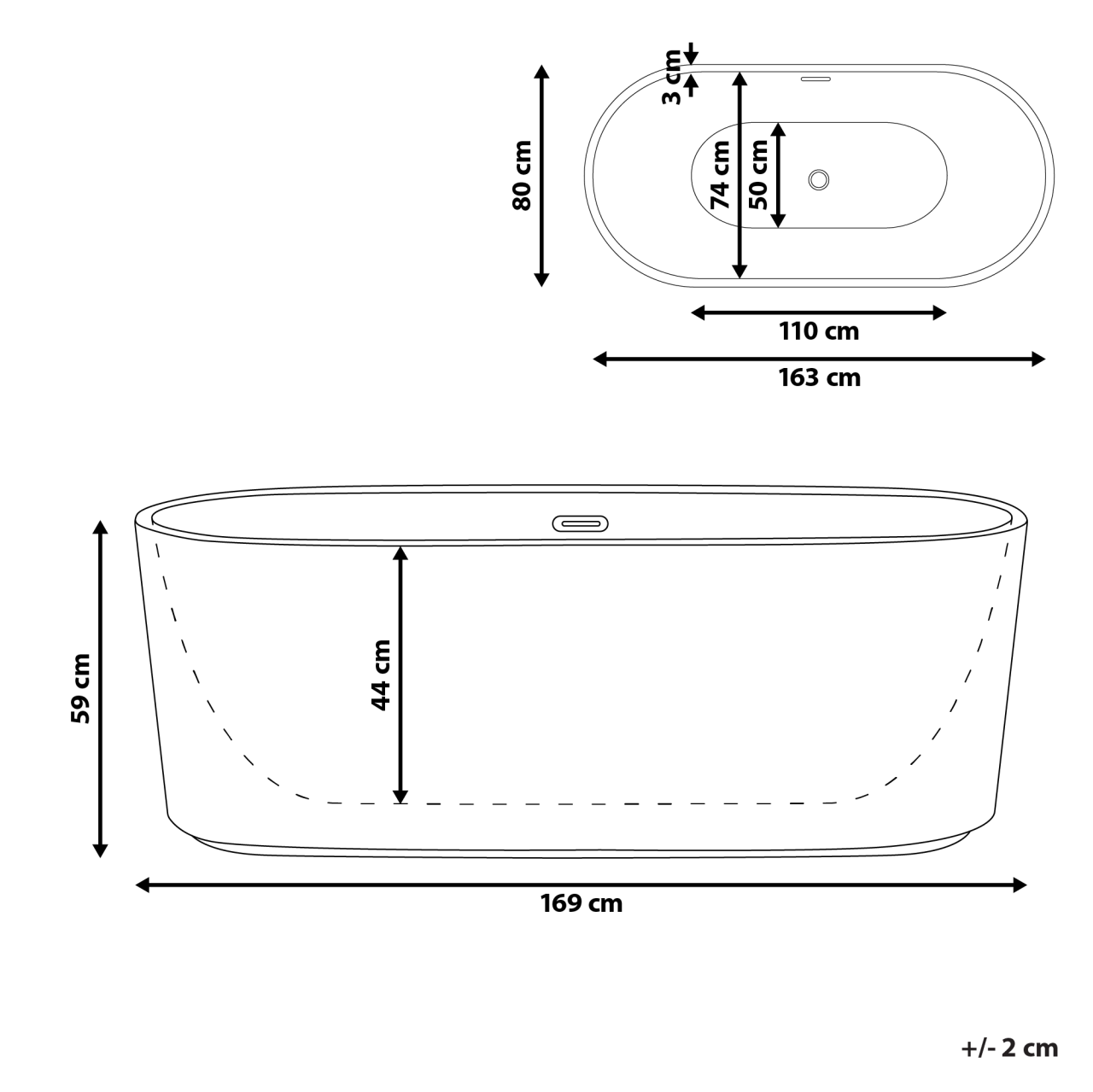 Freestanding bathtub GOCTA 169 x 80 cm Black [3]
