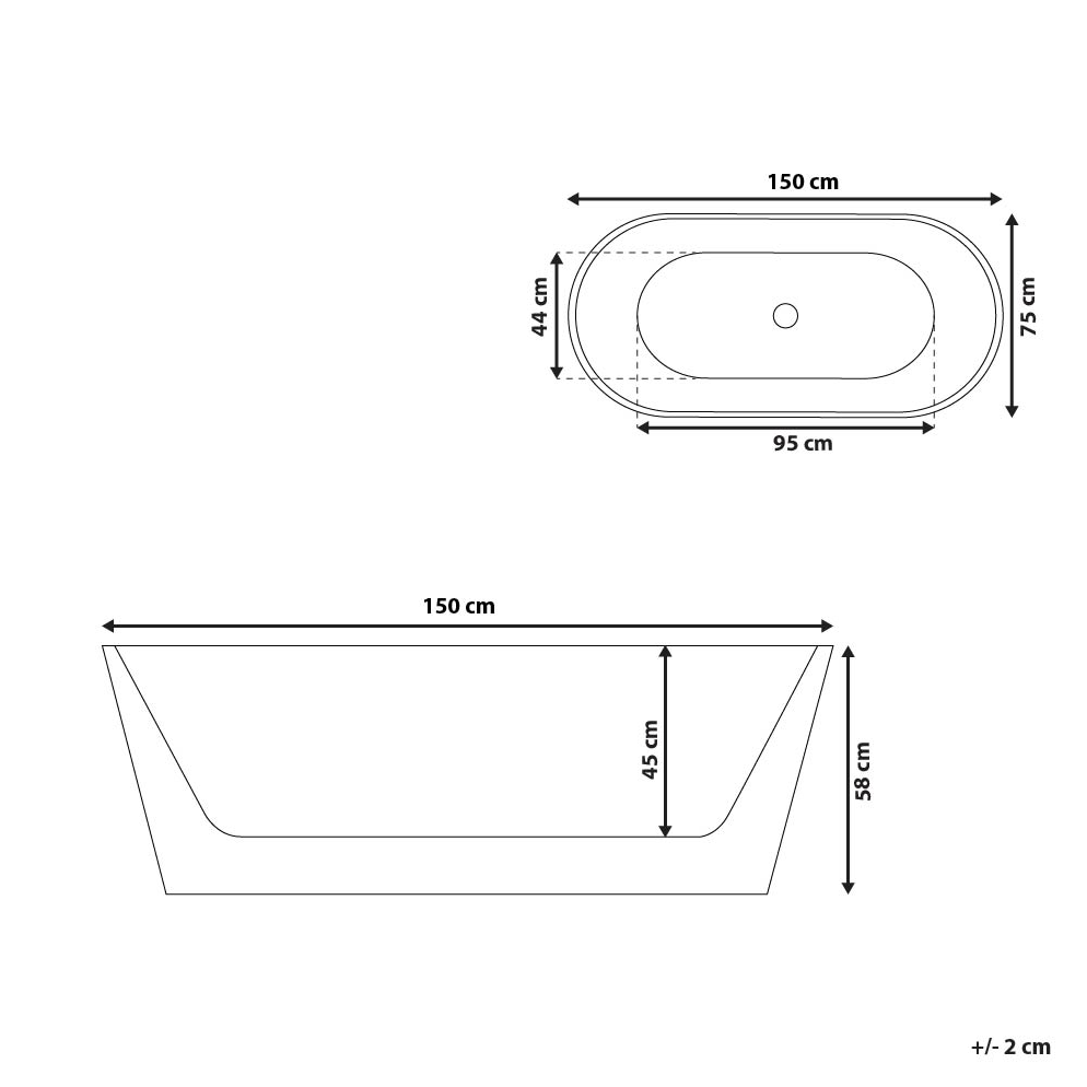 Freestanding bathtub HAVANA 150 x 75 cm White [3]