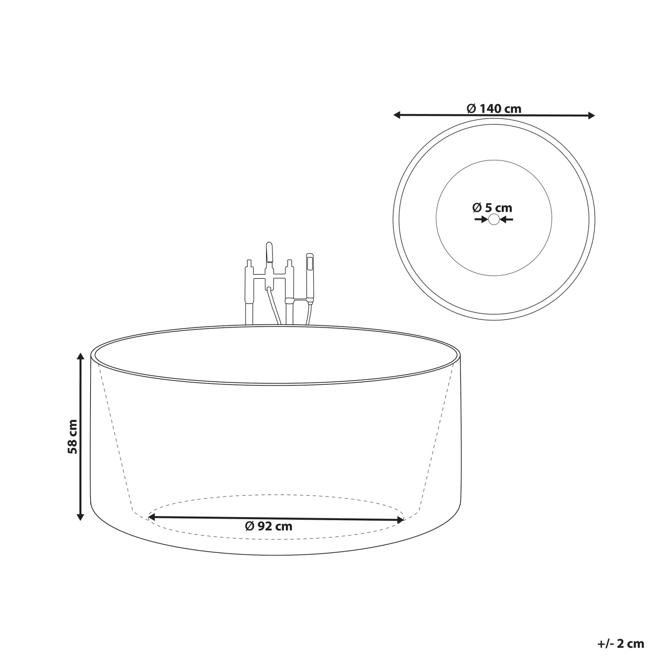 Cadă freestanding IBIZA 140 x 140 cm Alb [3]