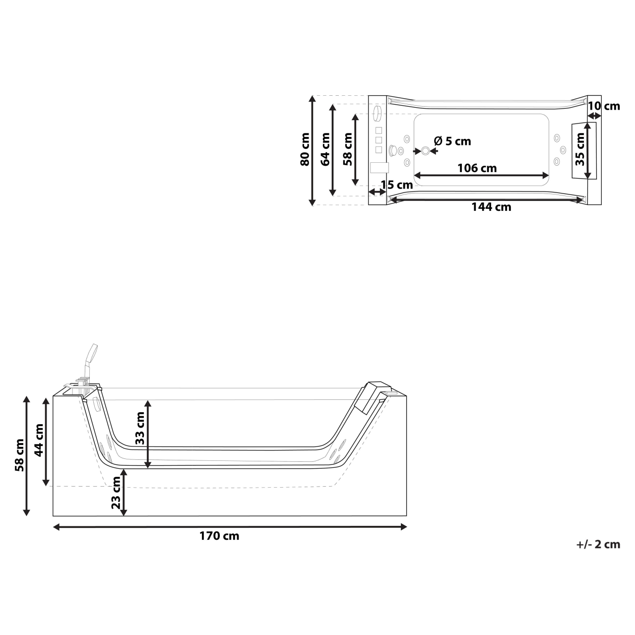 Cadă freestanding OYON 170 x 80 cm Alb [3]