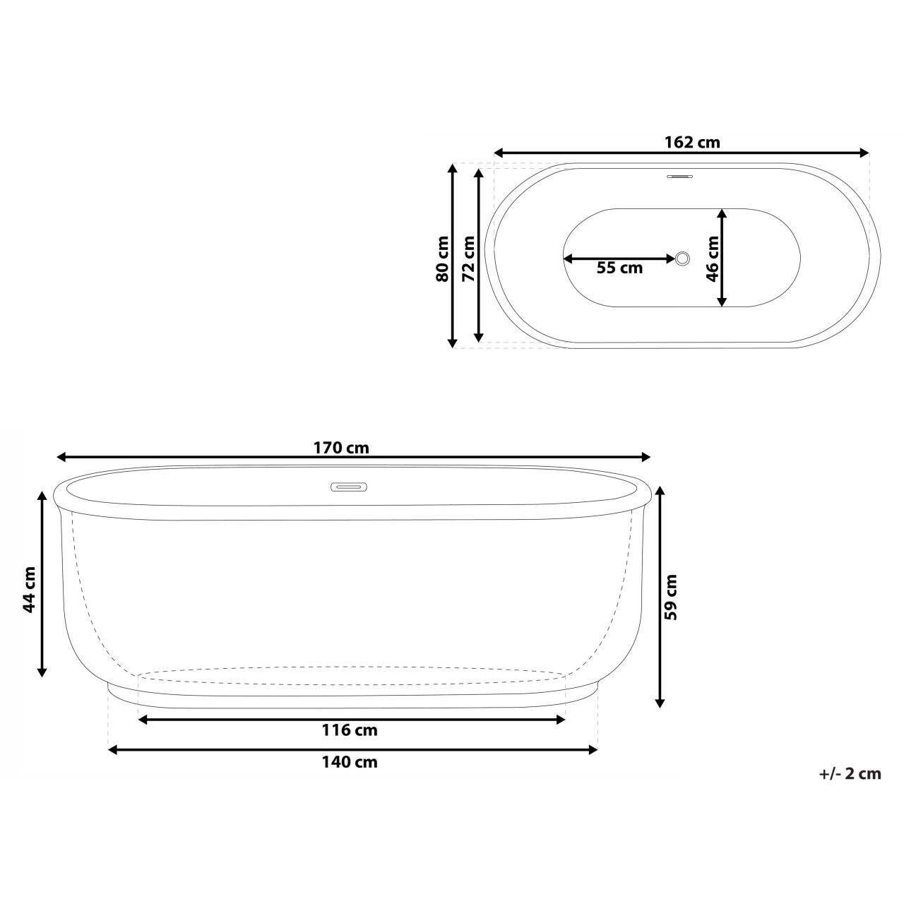 PINEL freestanding bathtub 170 x 80 cm Black [3]
