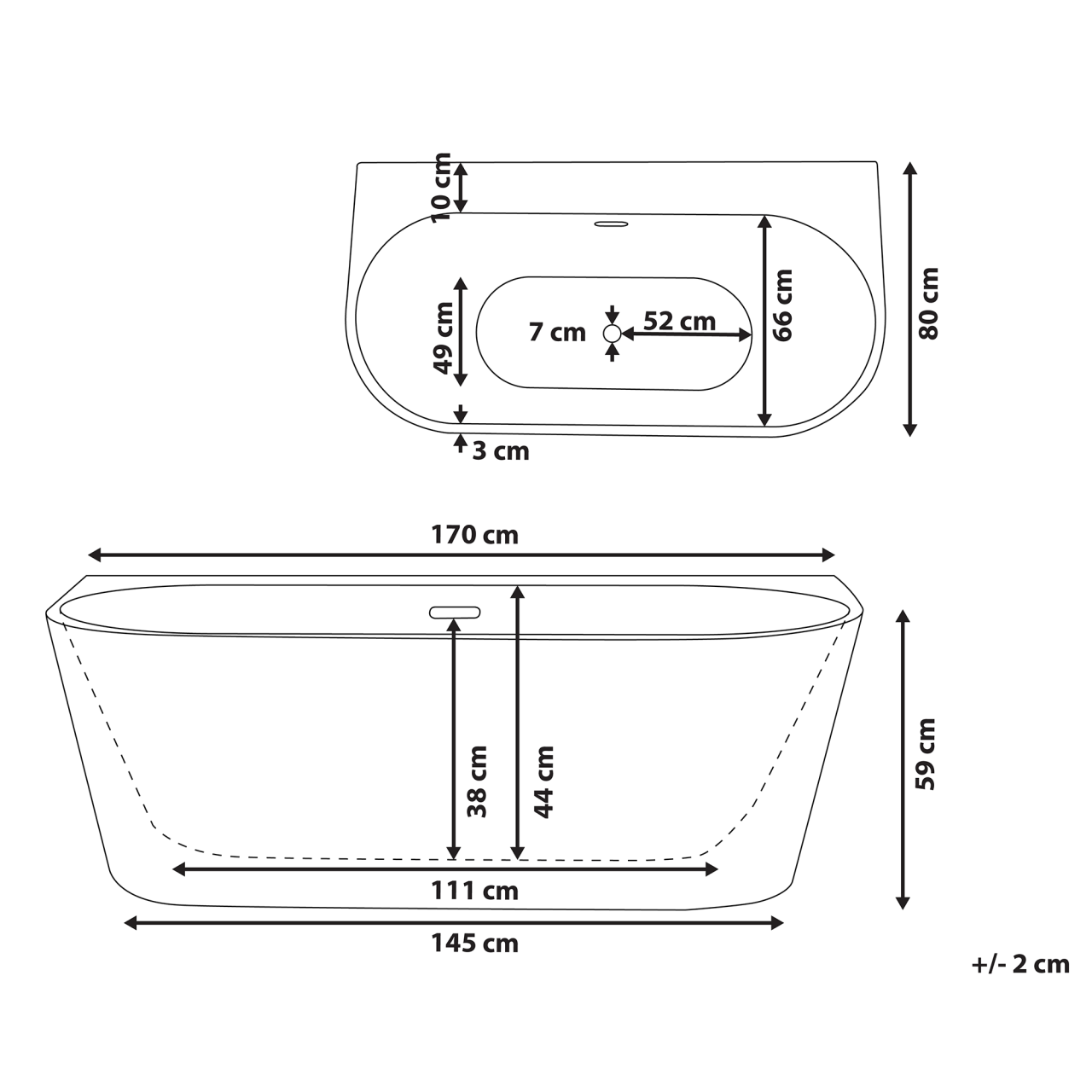 Cadă HARVEY 170 x 80 cm Alb [3]