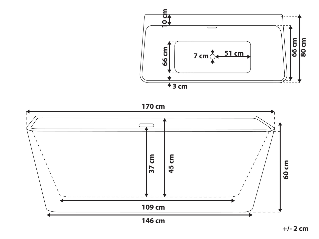 Cadă HASSEL 170 x 80 cm Alb [3]