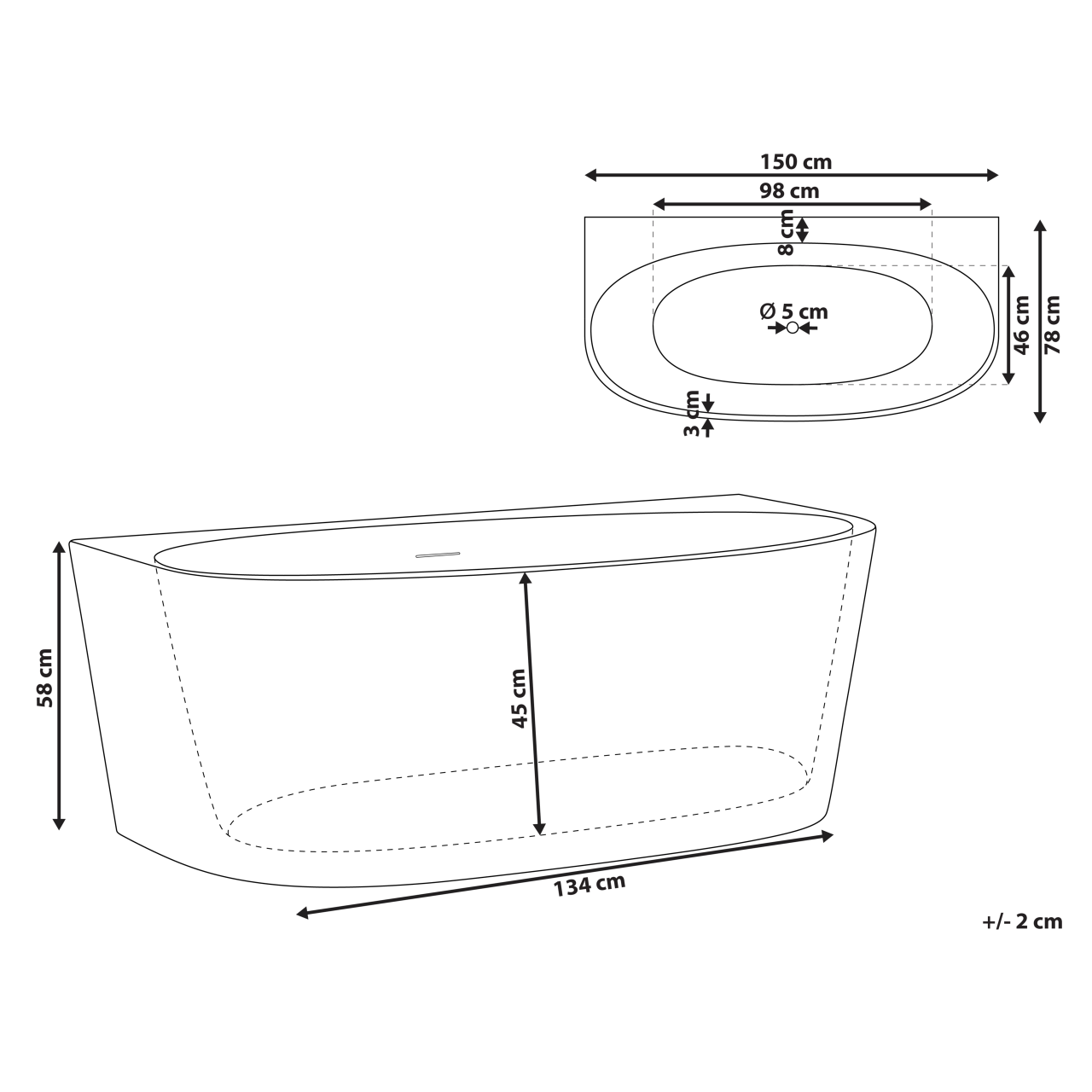PARNAIBA bathtub 150 x 79 cm White [3]