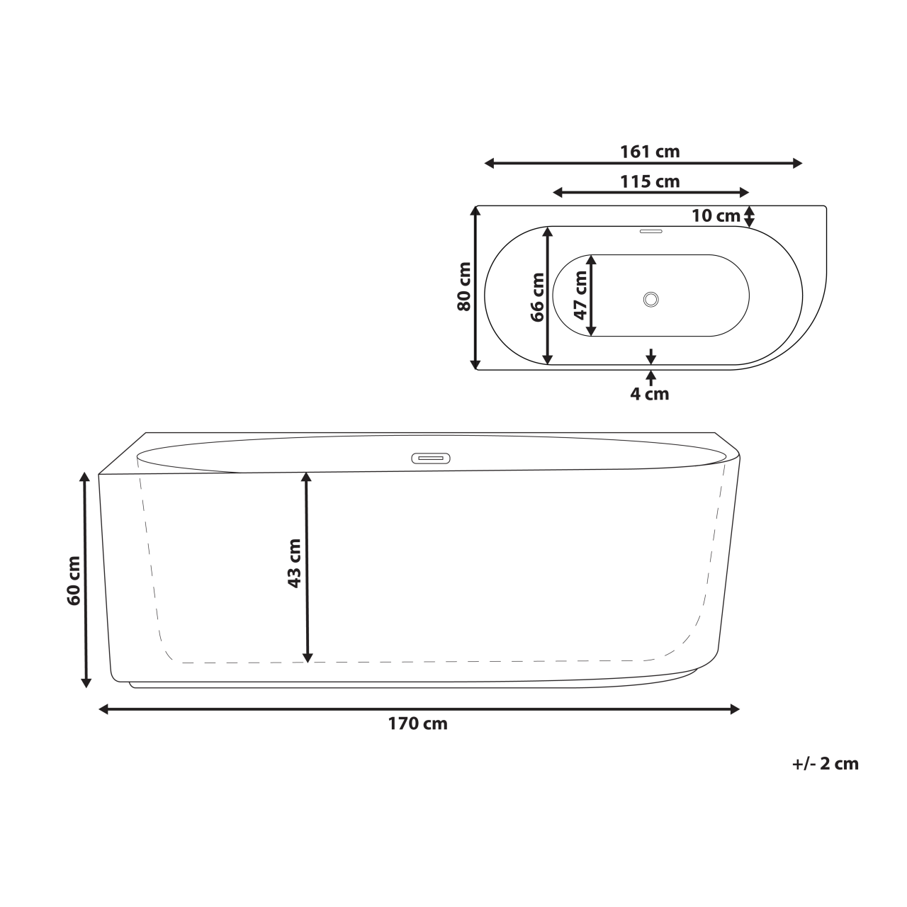 Corner bathtub GOCTA Right 170 x 80 cm Black [3]
