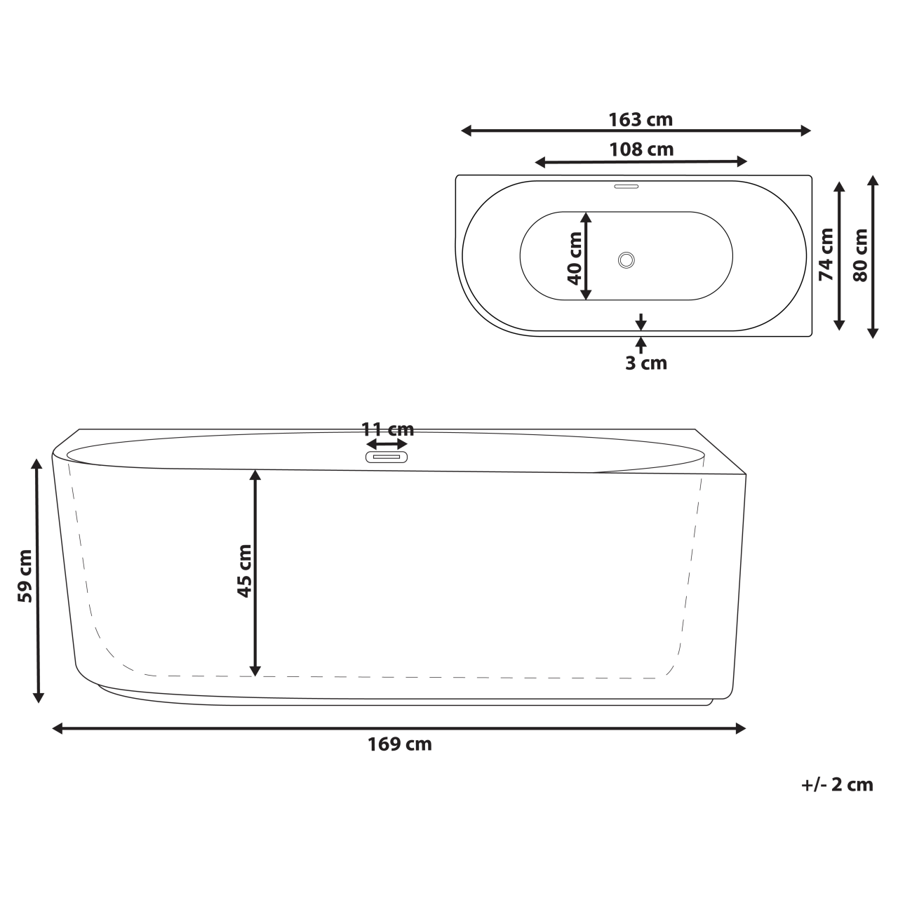 Corner bathtub GOCTA Left 169 x 80 cm White [3]
