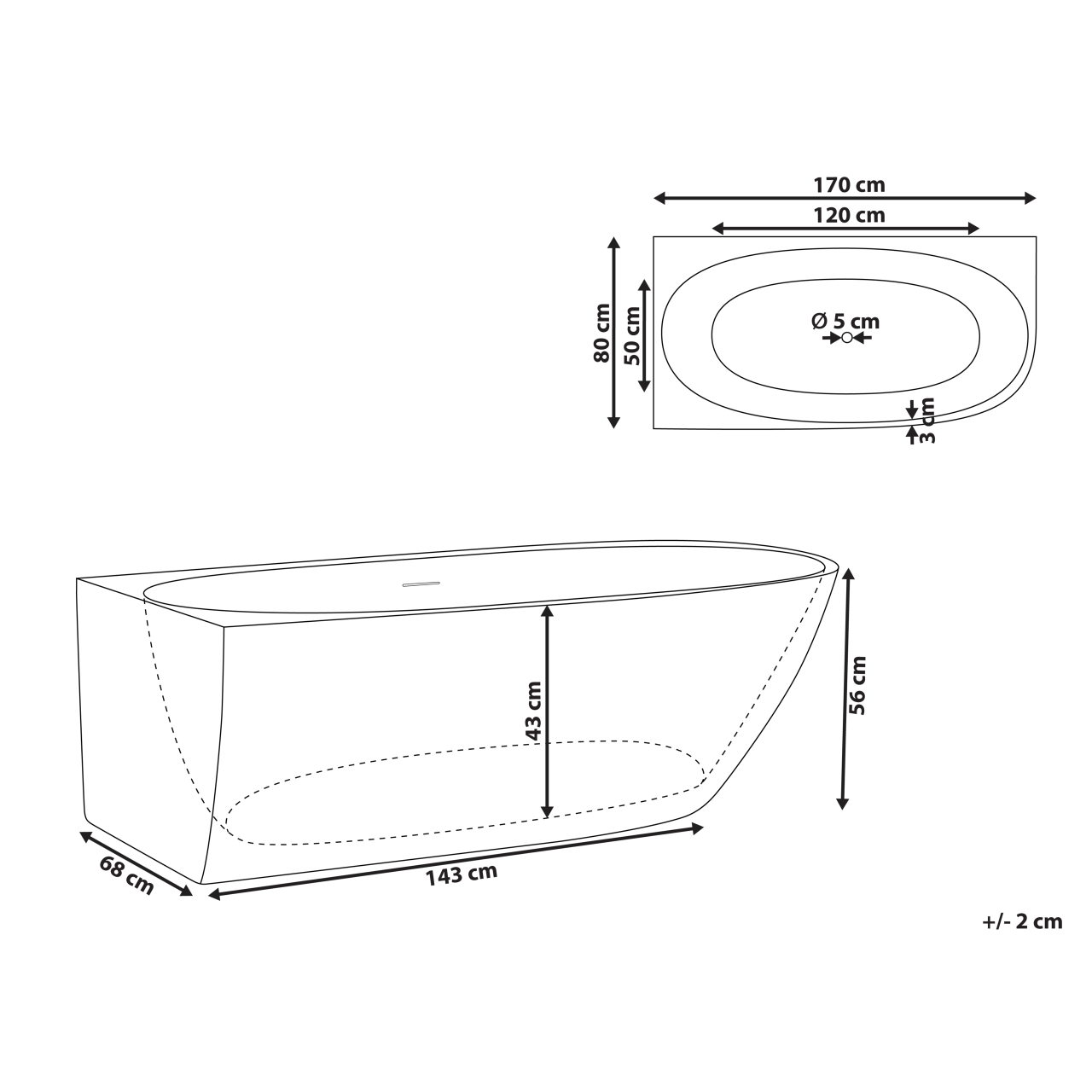 Cadă pe colț PARNAIBA Dreapta 170 x 80 cm Alb [3]