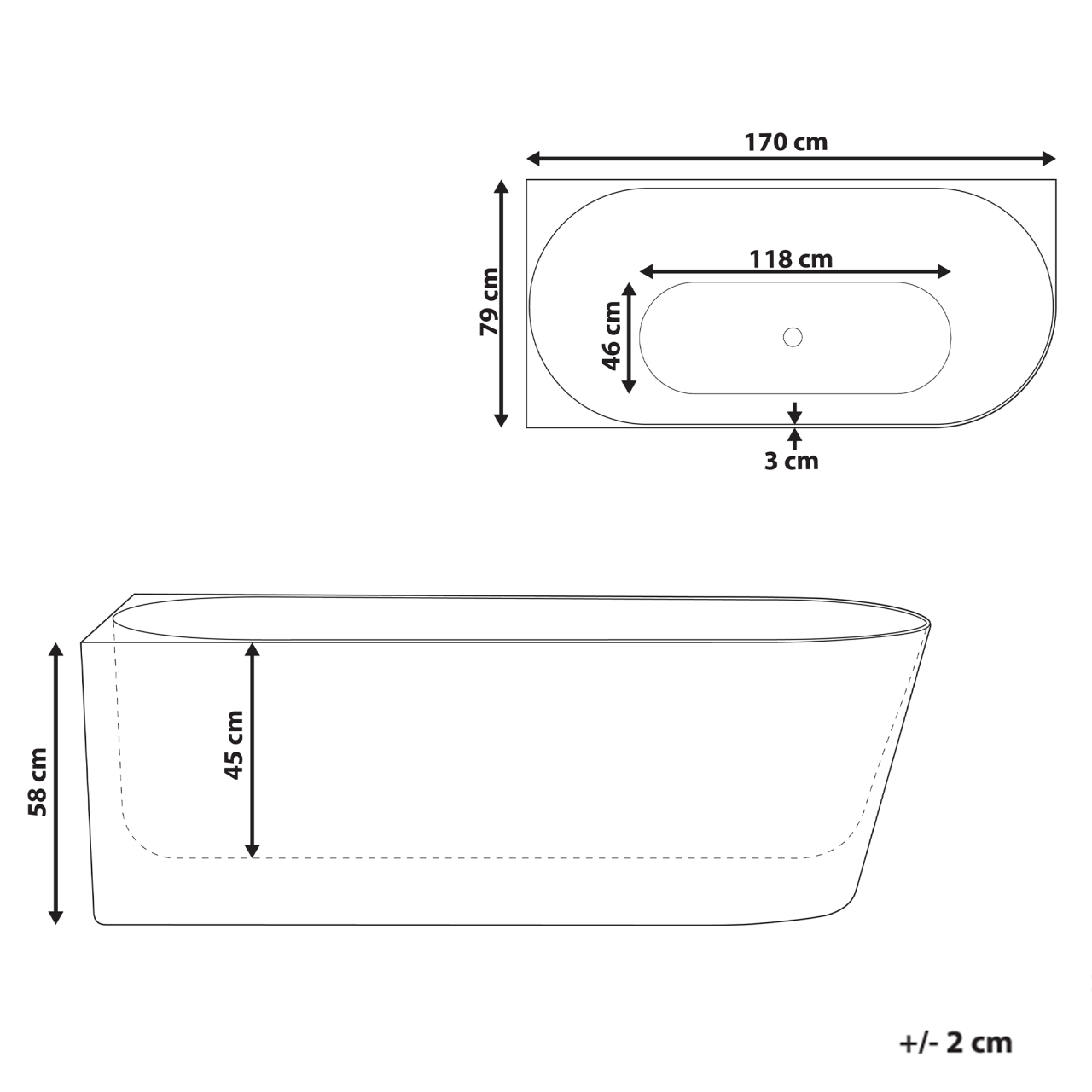 RENACA corner bathtub Right 170 x 79 cm White [3]