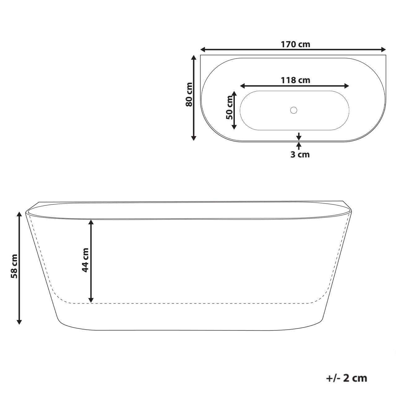 RENACA bathtub 170 x 79 cm White [3]