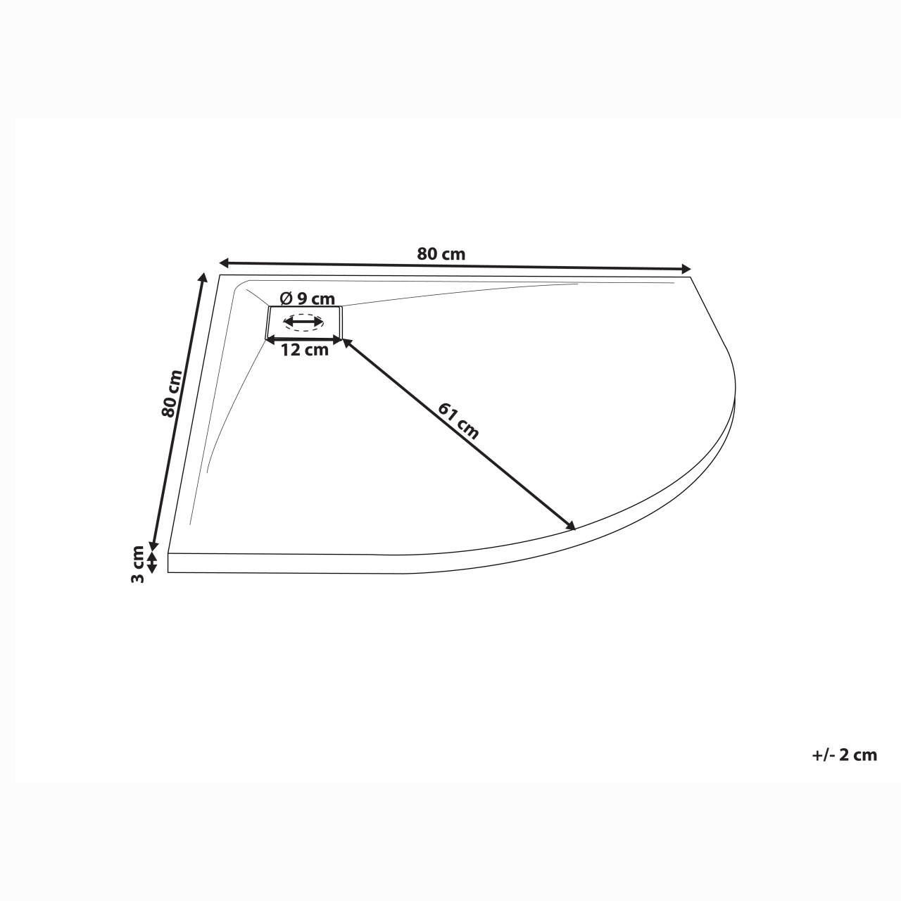 PARON shower tray 80 x 80 x 3 cm Black [3]