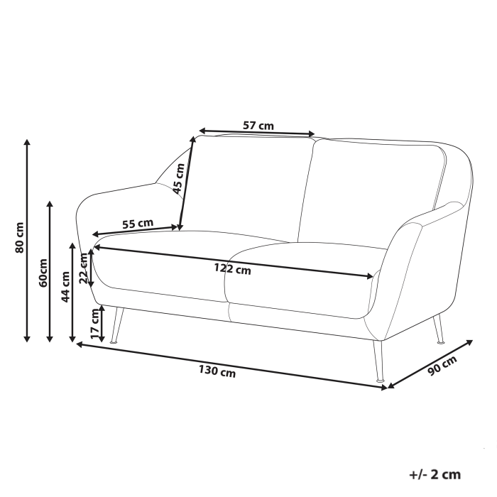 Canapea cu 2 locuri EIBY Chenille Alb [3]