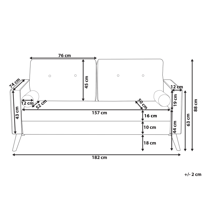 2 seater sofa KALMAR Dark grey [3]